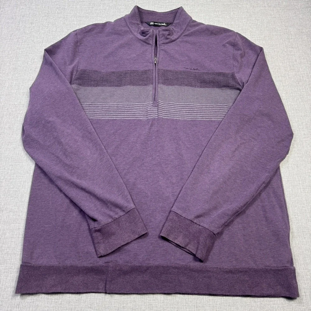 Travis Mathew 1/4 Zip Golf‎ Pullover Mens XL Purple Mock Neck Cotton Polyester